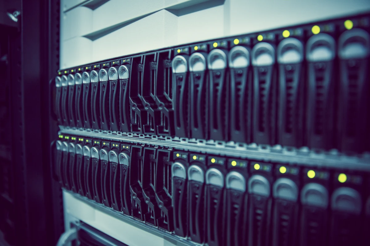 Close up of server rack